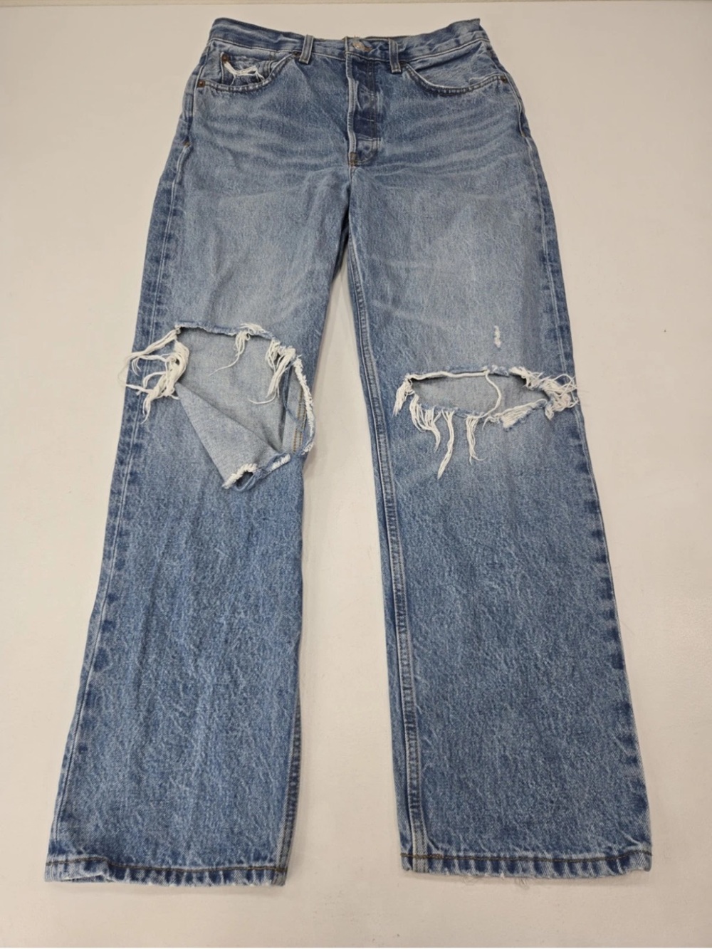 Re/Done 90’s Crop Low Slung Jeans Straight Leg Distressed Medium Raf Size 26